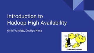 Introduction to
Hadoop High Availability
Omid Vahdaty, DevOps Ninja
 