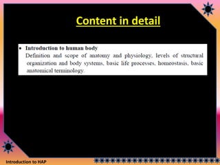 Introduction to HAP
Content in detail
 
