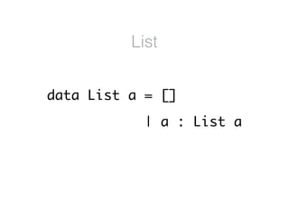 List
data List a = []
| a : List a
 