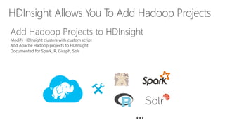 HDInsight Allows You To Add Hadoop Projects
 