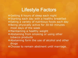 Risk BehaviorsRisk Behaviors are actions that can potentially threaten your health or the health of others.CDC’s Six Risk BehaviorsTobacco Use