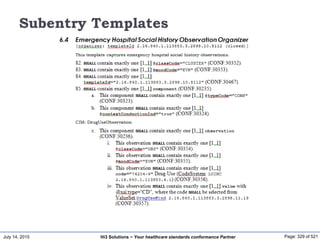 July 14, 2015 Page: 329 of 521Hi3 Solutions ~ Your healthcare standards conformance Partner
Subentry Templates
 