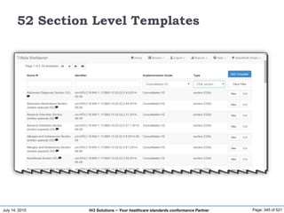 July 14, 2015 Page: 345 of 521Hi3 Solutions ~ Your healthcare standards conformance Partner
52 Section Level Templates
 
