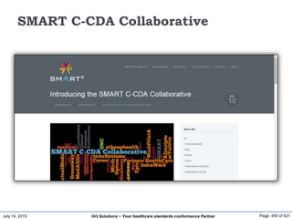 July 14, 2015 Page: 450 of 521Hi3 Solutions ~ Your healthcare standards conformance Partner
SMART C-CDA Collaborative
 