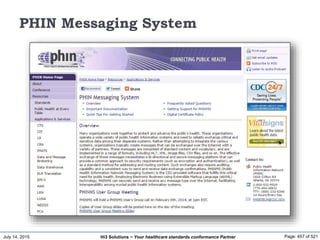 July 14, 2015 Page: 457 of 521Hi3 Solutions ~ Your healthcare standards conformance Partner
PHIN Messaging System
 