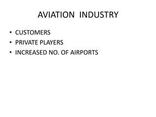 AVIATION  INDUSTRYCUSTOMERSPRIVATE PLAYERSINCREASED NO. OF AIRPORTS