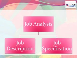 Job Analysis 
Job 
Description 
Job 
Specification 
 
