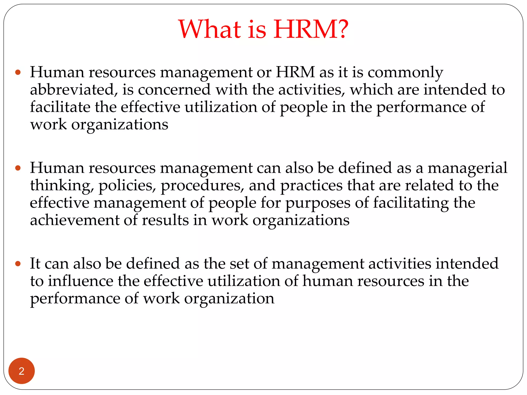Introduction to hrm | PPTX