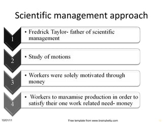 Scientific management approach 10/01/11 Free template from www.brainybetty.com 