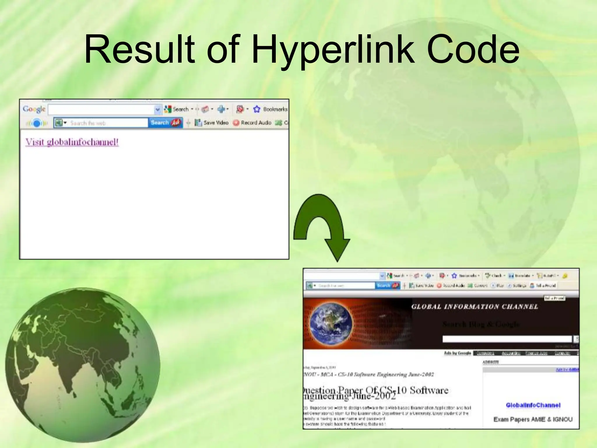 Result of Hyperlink Code
 