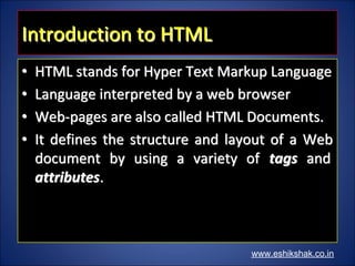 Introduction to html | PDF