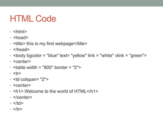 Introduction to html | PPTX