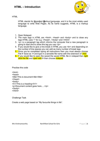 Introduction to html | PDF
