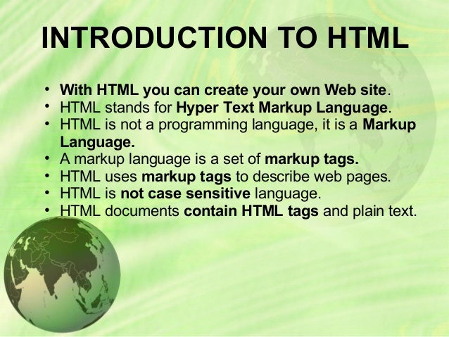 Introduction To HTML