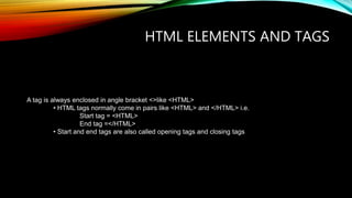 Introduction to html | PPTX | Web Design and HTML | Internet