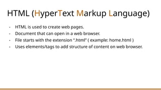 This presentation is about basic designing to website using basic html ...