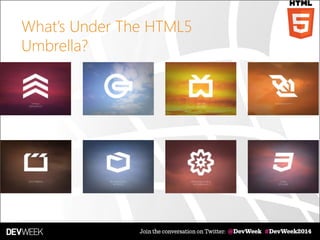 What’s Under The HTML5
Umbrella?
 