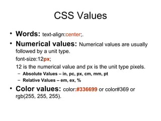 Introduction to CSS | PPT | Web Design and HTML | Internet