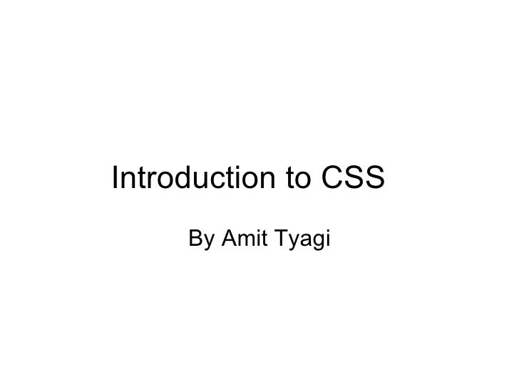 Introduction To Css
