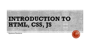 INTRODUCTION TO
HTML, CSS, JS
Agustinus Theodorus
 