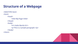 presentation on Learning the Basics of HTML Tags | PPTX