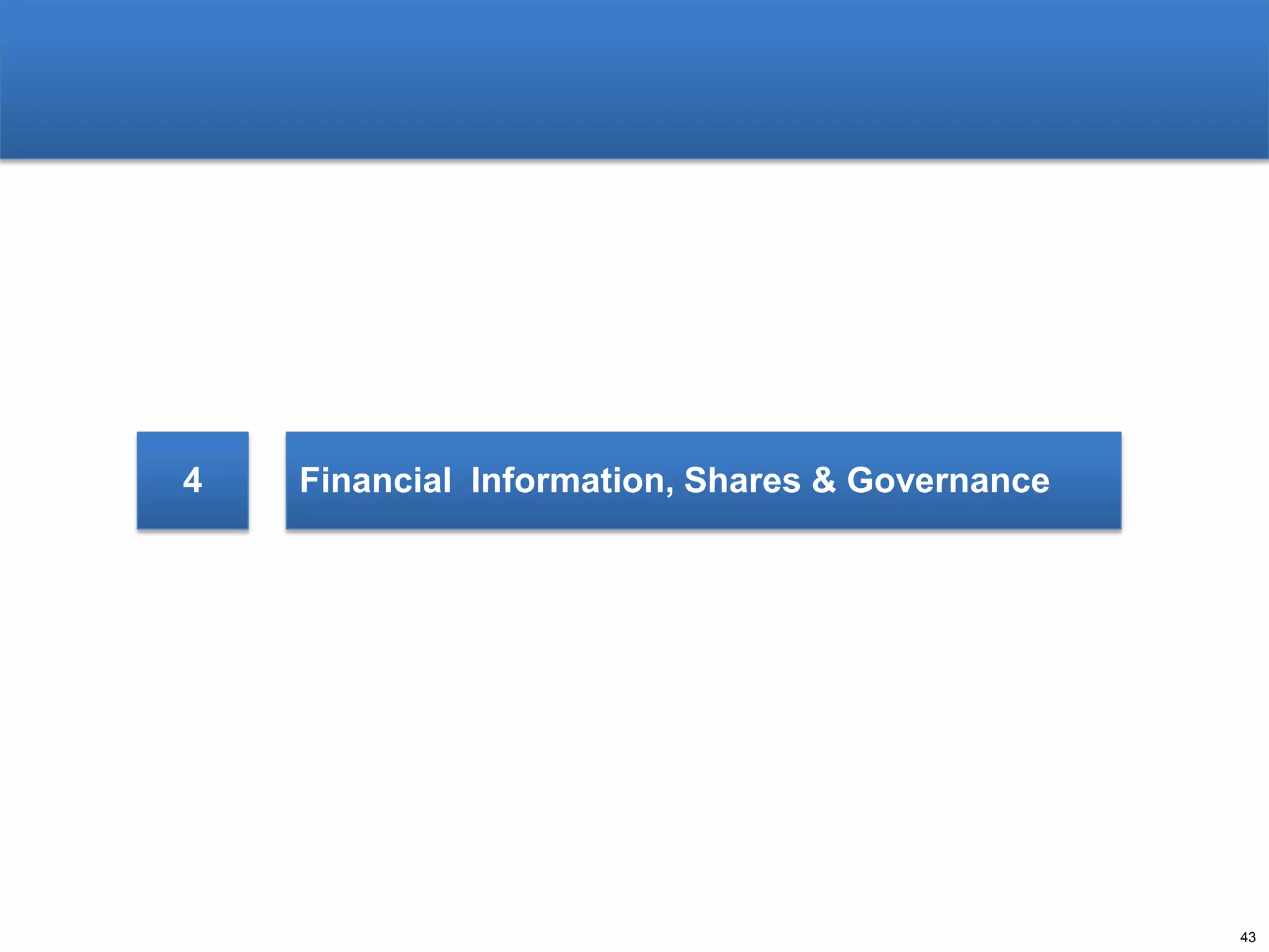 4

Financial Information, Shares & Governance

43

 