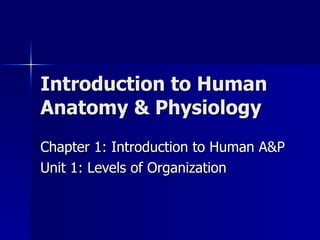 Introduction to Human Anatomy & Physiology Chapter 1: Introduction to Human A&P Unit 1: Levels of Organization 