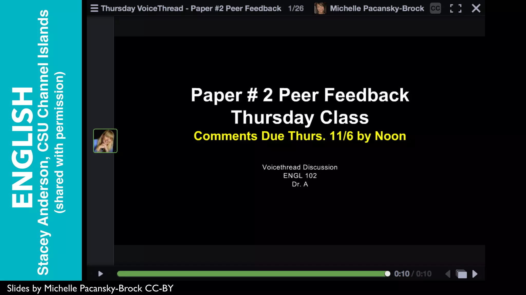 ENGLISH
StaceyAnderson,CSUChannelIslands
(sharedwithpermission)
Slides by Michelle Pacansky-Brock CC-BY
 