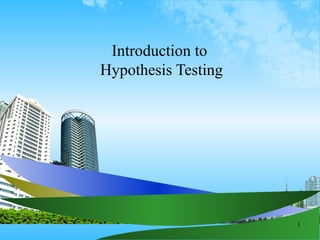 Introduction to  Hypothesis Testing 