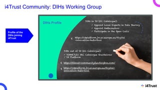 30
i4Trust Community: DIHs Working Group
Profile of the
DIHs joining
i4Trust
 