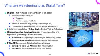 What are we referring to as Digital Twin?
■ Digital Twin = Digital representation of an asset
■ Characterized by attribute...