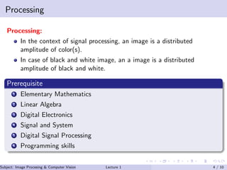Lecture 1 Introduction to image processing | PDF