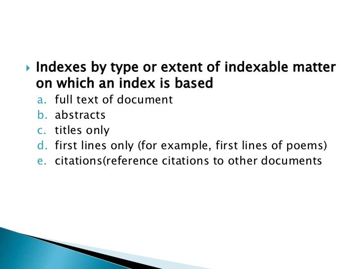 Introduction to indexing