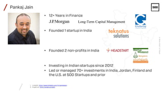 /
/ Pankaj Jain
• 12+ Years in Finance
• Founded 1 startup in India
• Founded 2 non-profits in India
• Investing in Indian...
