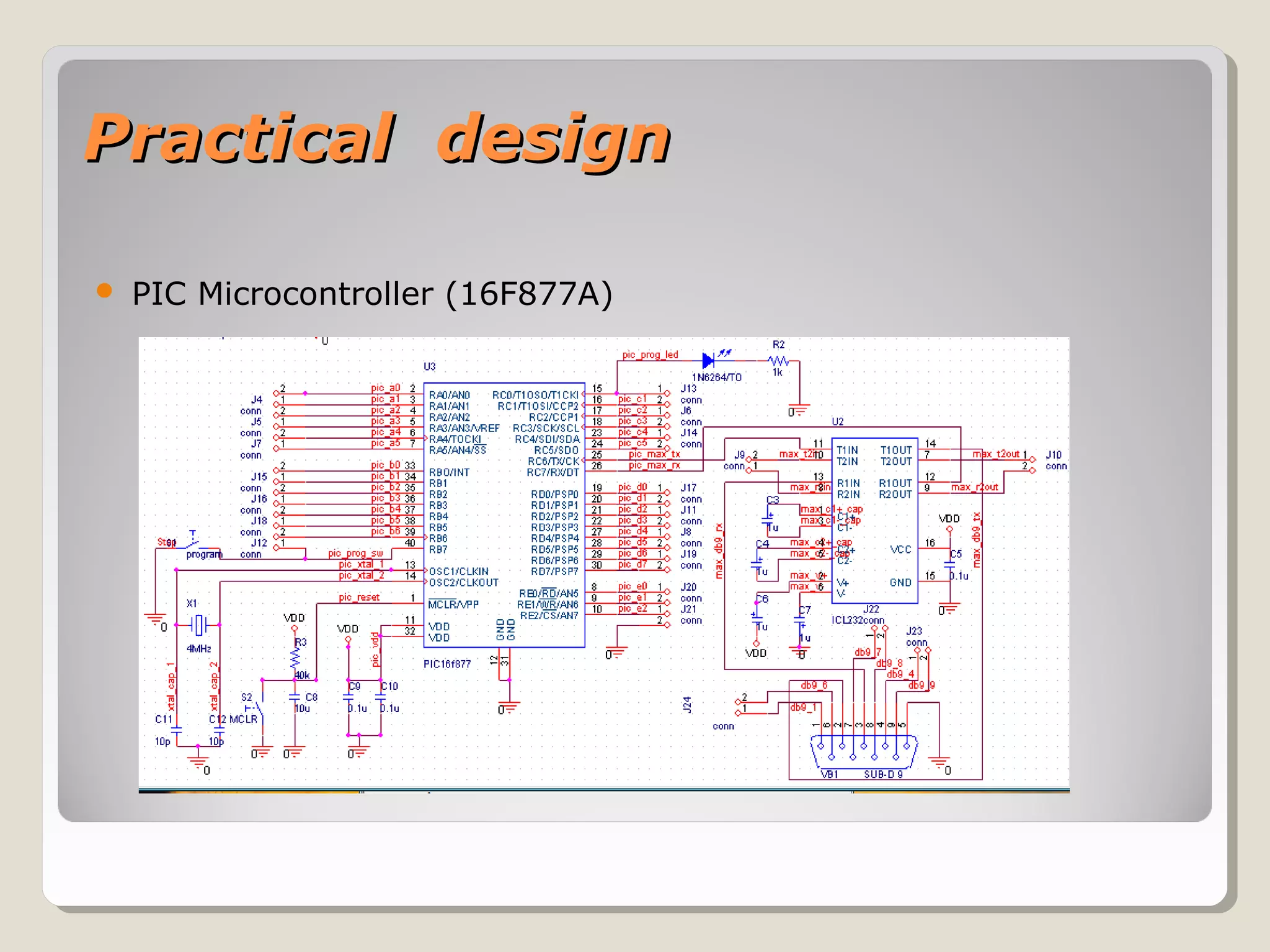 Practical designPractical design
 PIC Microcontroller (16F877A)
 