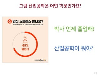 그럼 산업공학은 어떤 학문인가요?
박사 언제 졸업해?
산업공학이 뭐야?
4/45
 