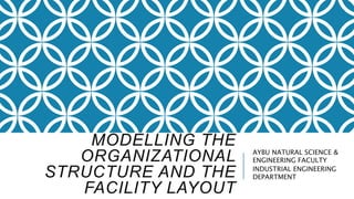 MODELLING THE
ORGANIZATIONAL
STRUCTURE AND THE
FACILITY LAYOUT
AYBU NATURAL SCIENCE &
ENGINEERING FACULTY
INDUSTRIAL ENGINEERING
DEPARTMENT
 