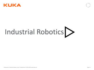 Page: 18Introduction to Industrial Robotics| Vipin K, Pawankumar G| 08-05-2020| www.kuka.com
Industrial Robotics
 