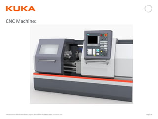 Page: 30Introduction to Industrial Robotics| Vipin K, Pawankumar G| 08-05-2020| www.kuka.com
CNC Machine:
 