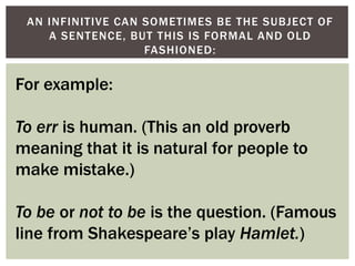 Human Infinitive Introduction to infinitives and gerunds | PPTX