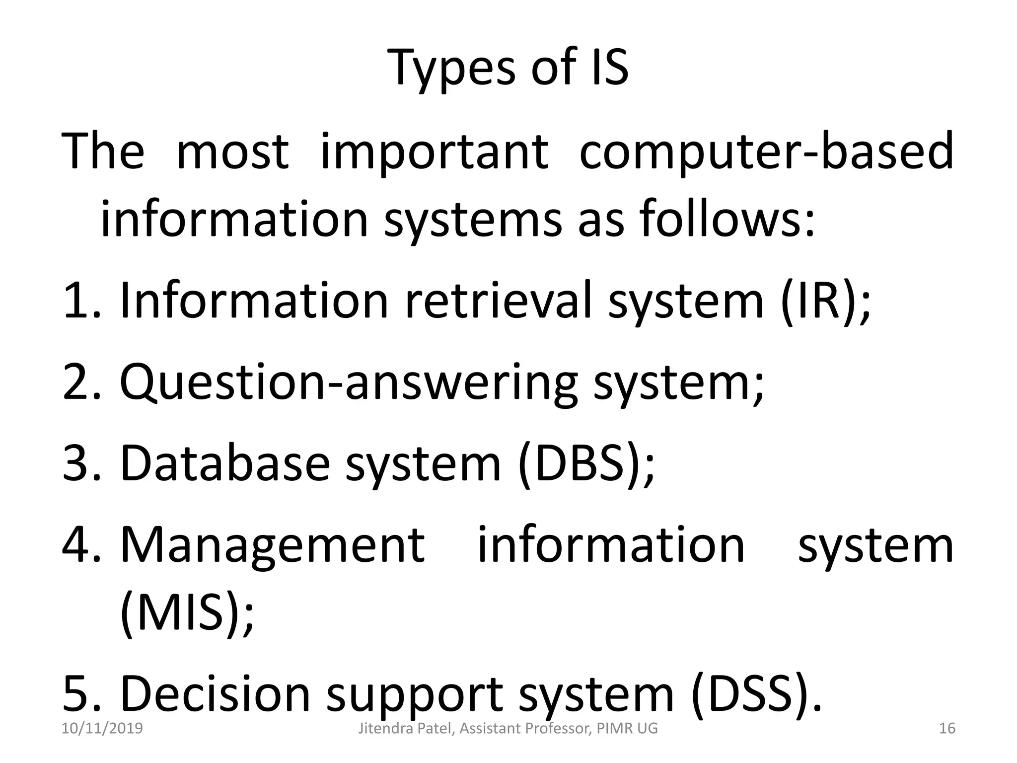 Introduction to information system | PPTX