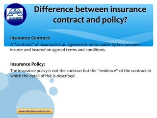 Insurance Intro Introduction to Insurance Adamjee Insurance Company Ltd | PPT