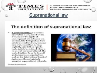 Supranational law
Dr. Sheikh Muhammad Adnan
 
