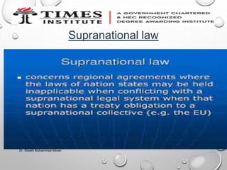 Supranational law
Dr. Sheikh Muhammad Adnan
 