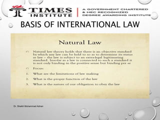 BASIS OF INTERNATIONAL LAW
Dr. Sheikh Muhammad Adnan
 