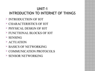 Introduction to Fundamentals of IoT and Applications | PPTX