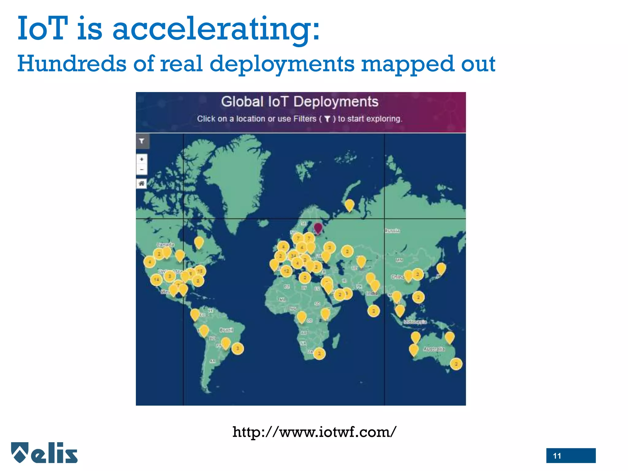 IoT is accelerating:
Hundreds of real deployments mapped out
http://www.iotwf.com/
11
 