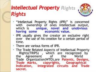 INTRODUCTION TO IPR-UNIT-1. it is related to INTELLUCTUAL PROPERTY ...