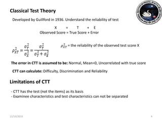 Introduction to unidimensional item response model | PPTX