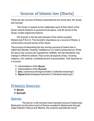 sources of islamic law notes